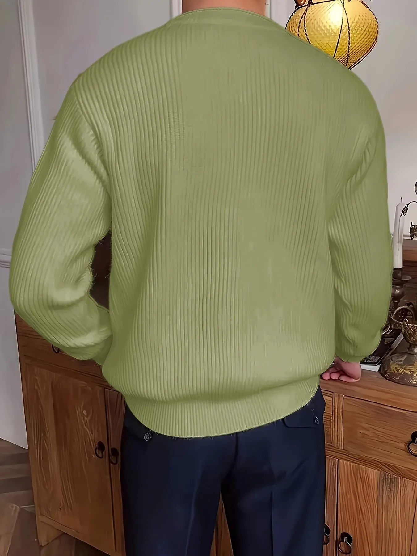 ChicMy-Fall Outfits Plus Size Men's Solid Textured Sweater Fashion Casual Knit Pullover For Spring Fall Winter, Men's Clothing
