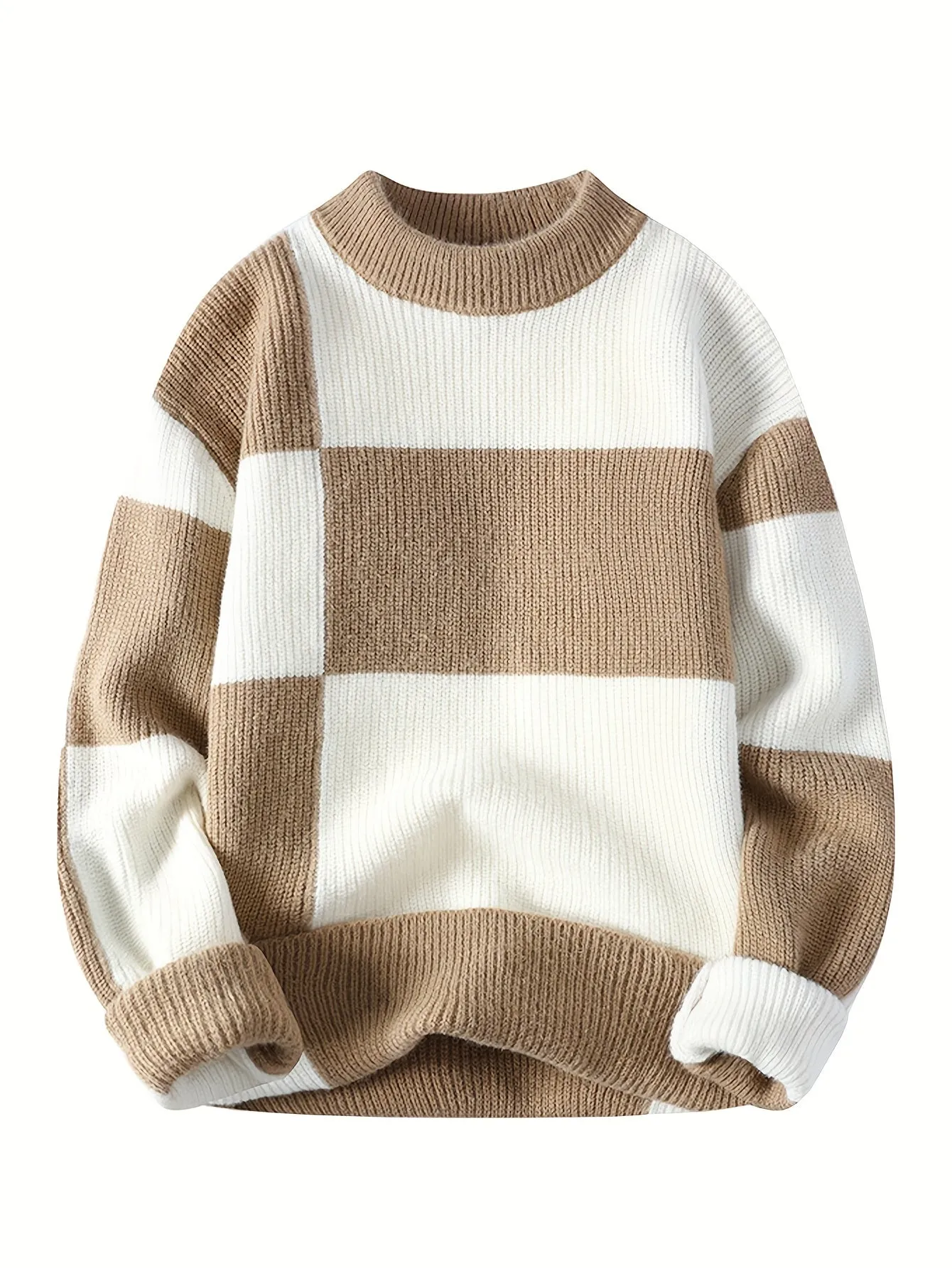 ChicMy-Fall Outfits -Valentine's Day gift Cool Knitted Sweater For Men, Men's Casual Retro Striped Pullover Knit Sweater Streetwear For Winter Fall, As Gifts