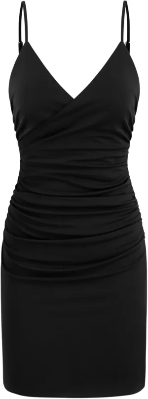CIDER Summer Mini Dress for Women V Neck Bodycon Dresses Ruched Cocktail Party Dress Going Out Dresses Trendy 2025