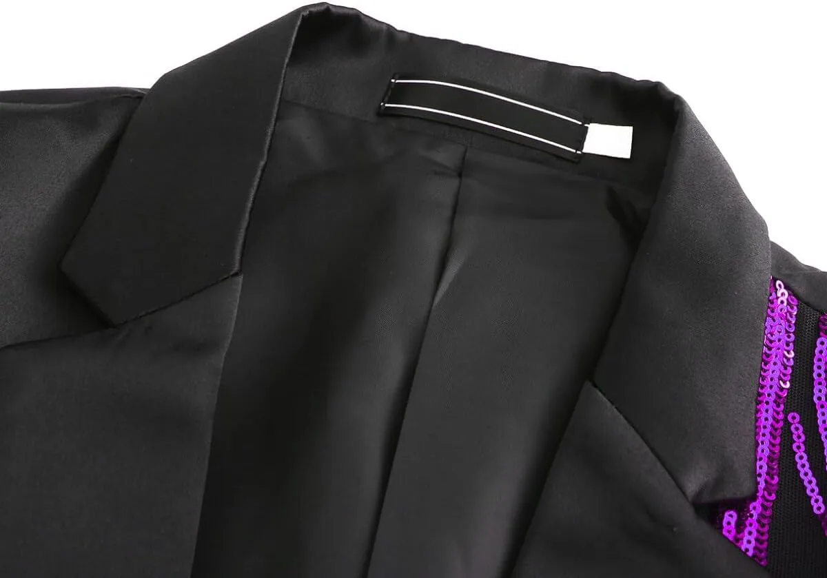 Cloudstyle Mens Stylish Dinner Tux Dress Blazer Slim Fit Gold Sequin Suit Jacket Sport Coat