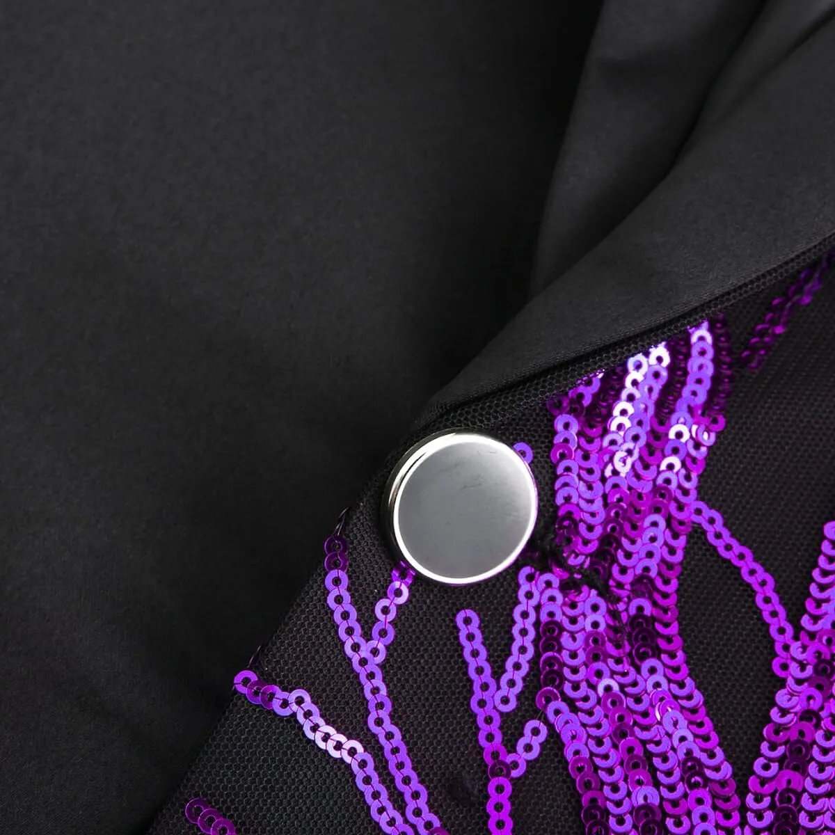 Cloudstyle Mens Stylish Dinner Tux Dress Blazer Slim Fit Gold Sequin Suit Jacket Sport Coat
