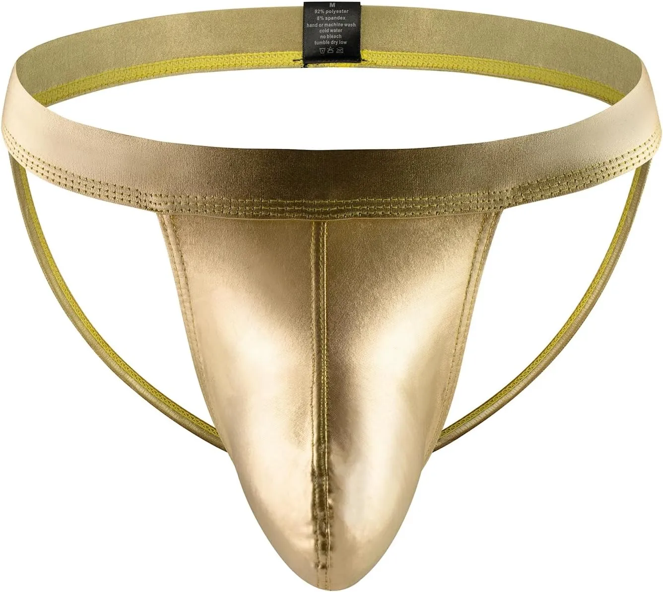 comeondear Men's Jockstrap Underwear Faux Leather Thong Underwear G-String with Pouch Butt-Flaunting Gym Low Rise Brief