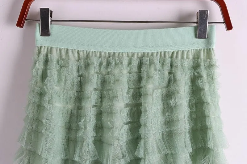 Comfy Stylish Women's Tiered Tulle Maxi Skirt - Sheer Mesh Aline Flared Elastic Waist Long Skirt - Party Wear