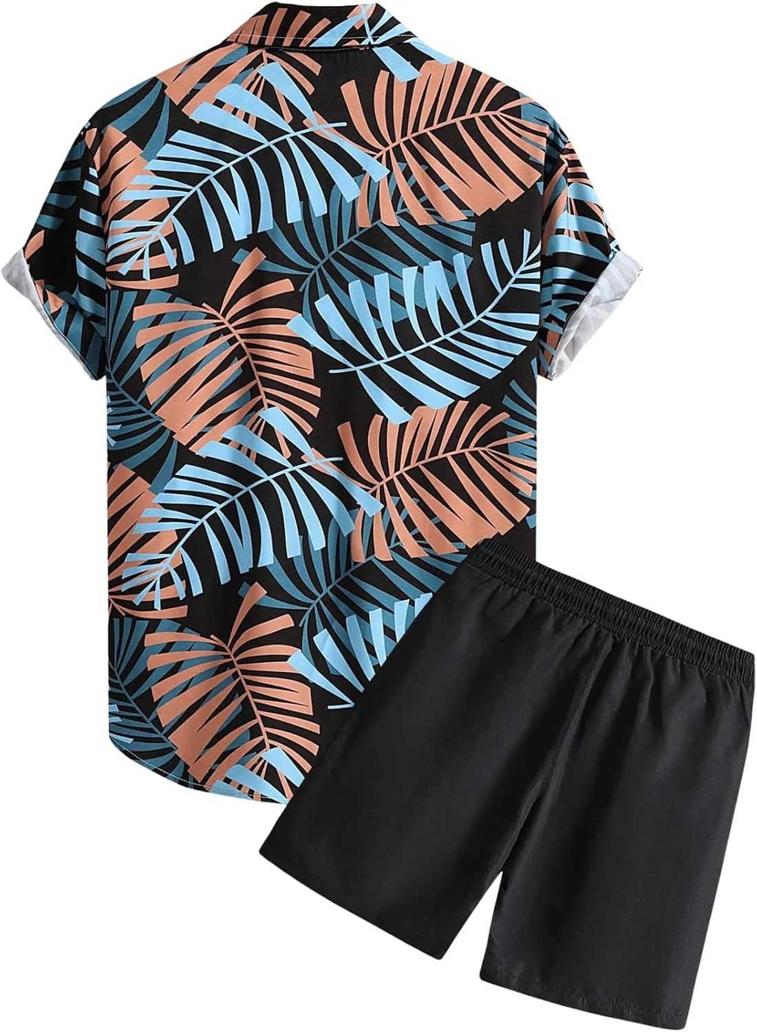 COZYEASE Men's 2 Piece Hawaiian Outfits Short Sleeve Button Down Shirt and Shorts Set Beach Tracksuits