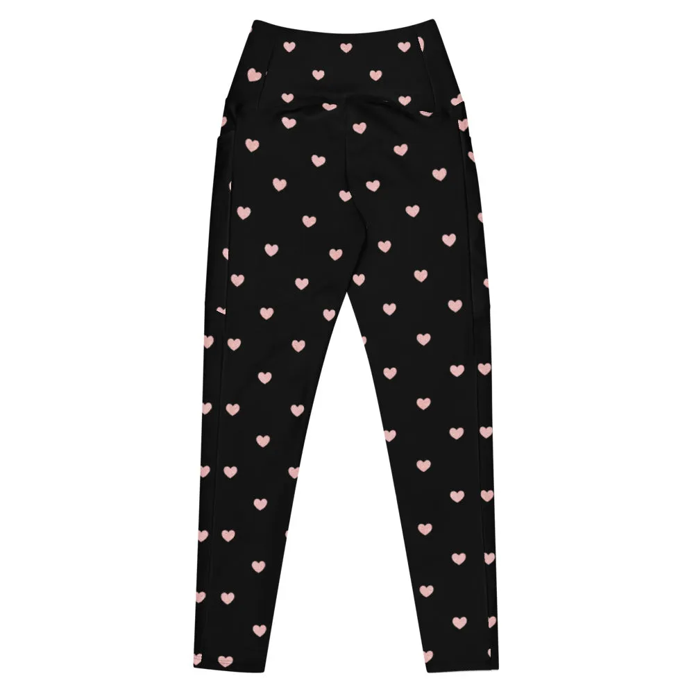 Crossover leggings with Side-pockets-Hearts