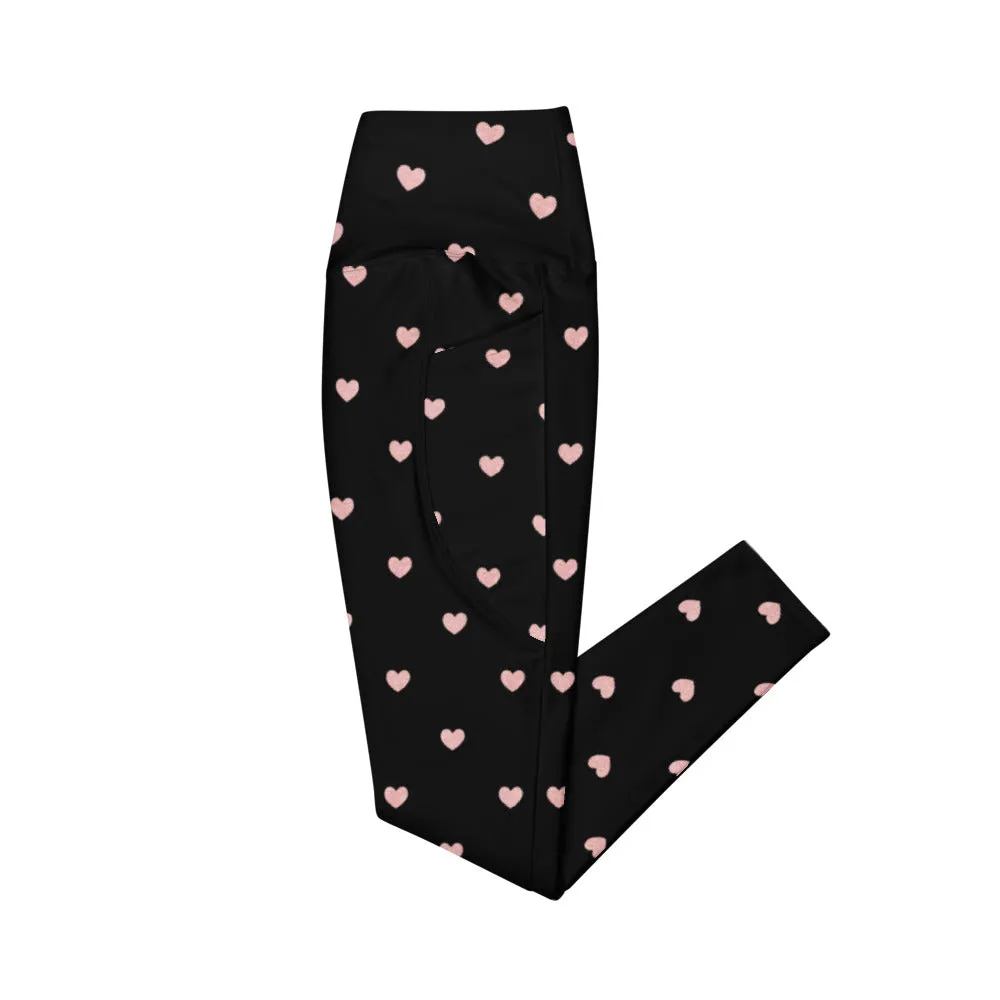 Crossover leggings with Side-pockets-Hearts