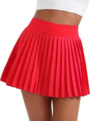 CRZ YOGA Womens Mini Pleated Athletic Tennis Skirts High Waisted A Line Golf Pickleball Casual Skort with Inner Pockets