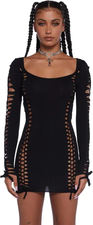 Dolls Kill Alternative Spells Cut-Out Dress by Current Mood  Stretch Cotton Mini Dress with Slashed Details