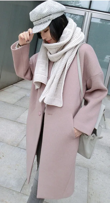 Dropped Shoulder Solid Split Loose Long Coat