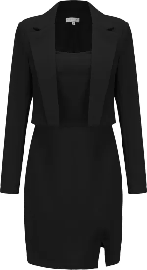 EXLURA Women's Professional Business Lightweight Blazer Dress Suit Sets 2 Piece Work Office Fashion Outfits