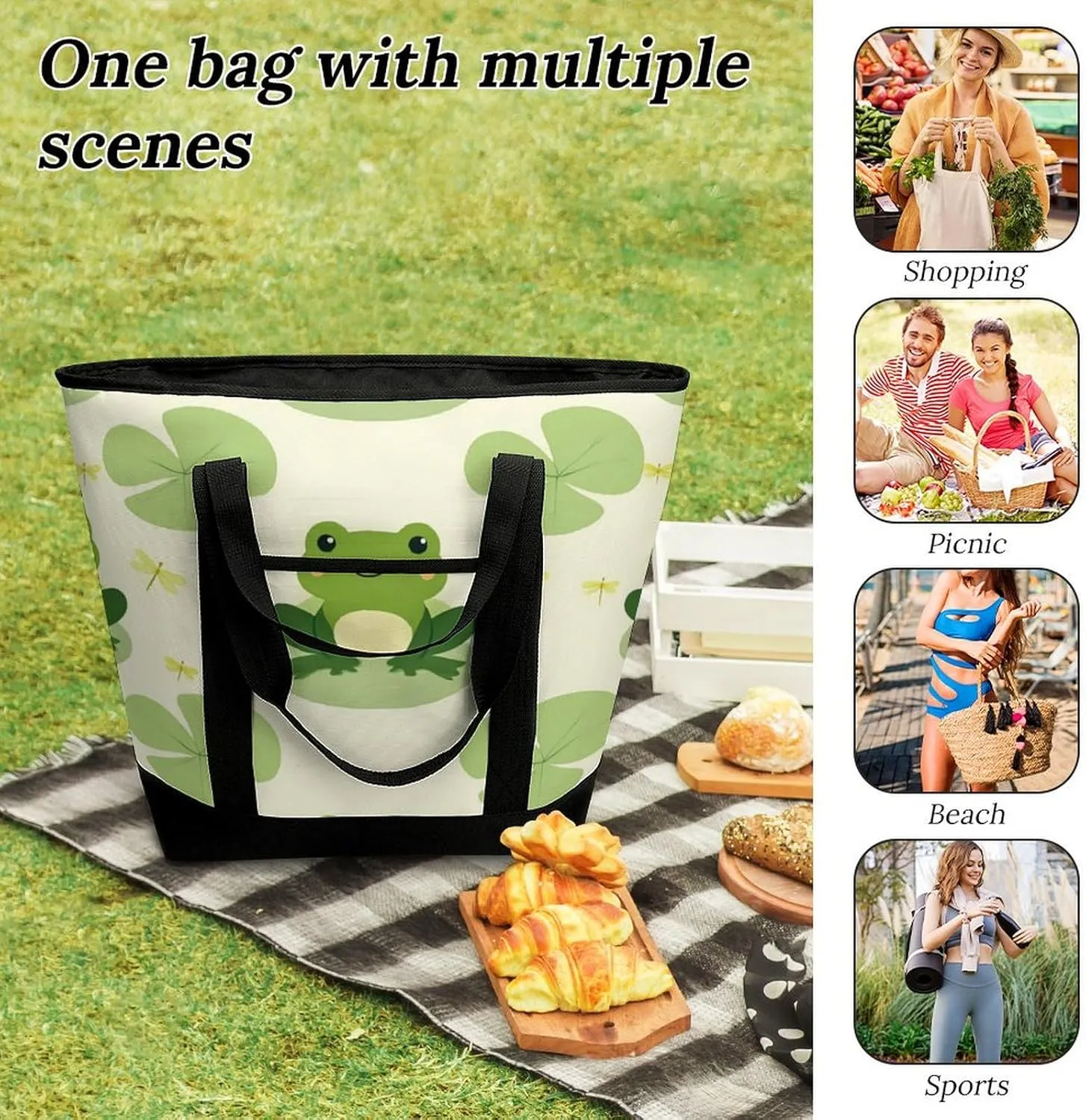 Fashionable Commuter Tote Bag Large Insulated Work Handbag