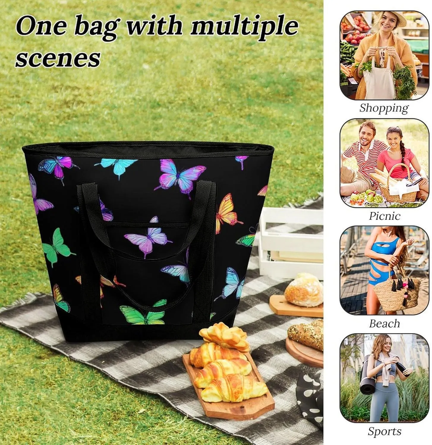 Fashionable Commuter Tote Bag Large Insulated Work Handbag