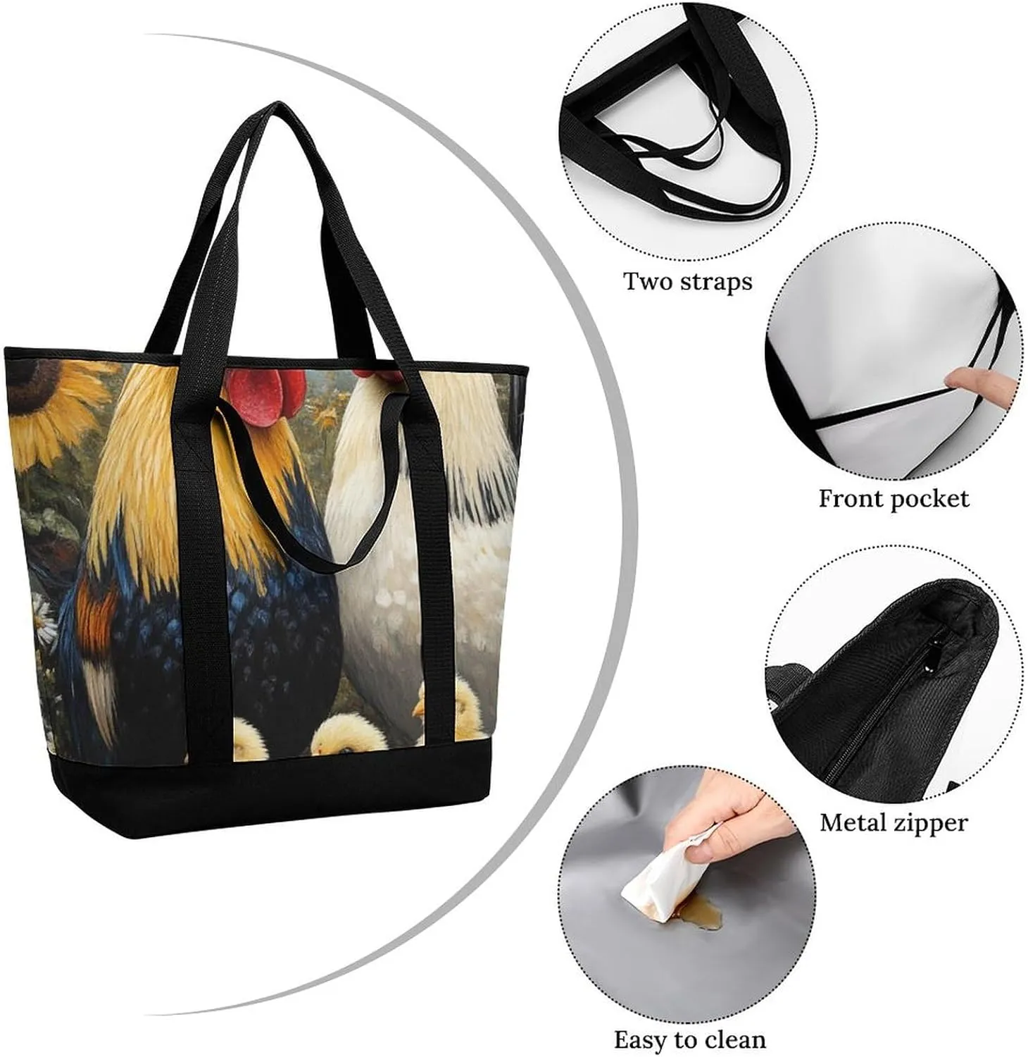 Fashionable Commuter Tote Bag Large Insulated Work Handbag