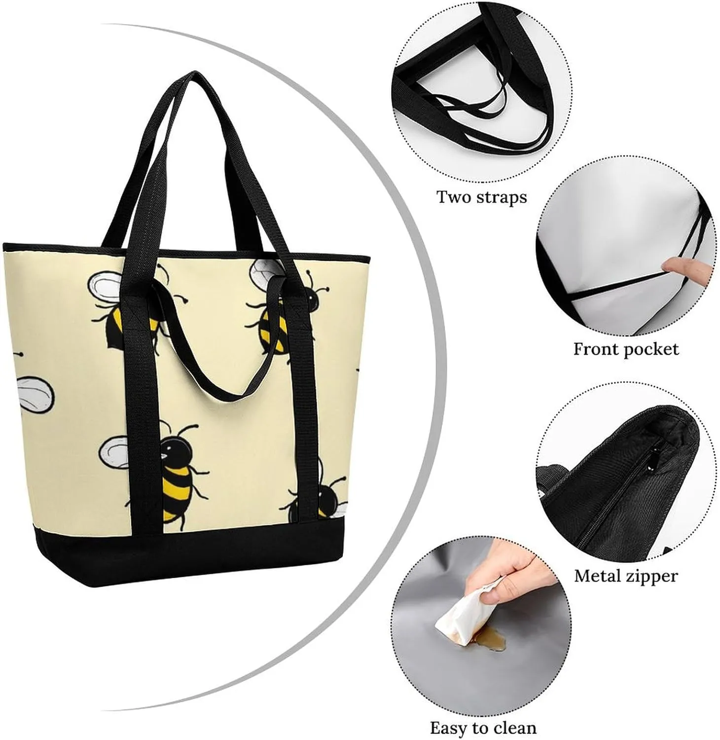 Fashionable Commuter Tote Bag Large Insulated Work Handbag