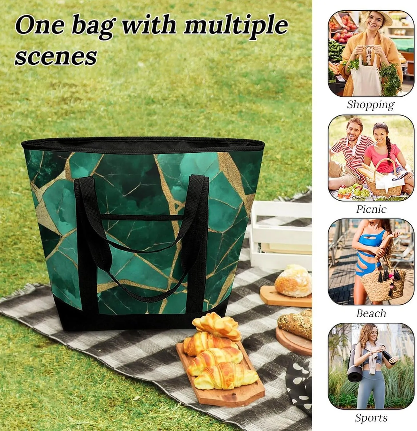 Fashionable Commuter Tote Bag Large Insulated Work Handbag