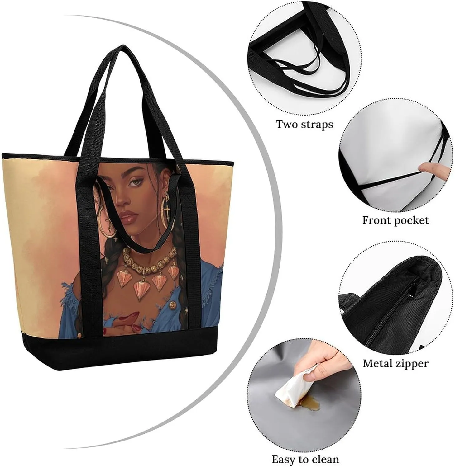 Fashionable Commuter Tote Bag Large Insulated Work Handbag