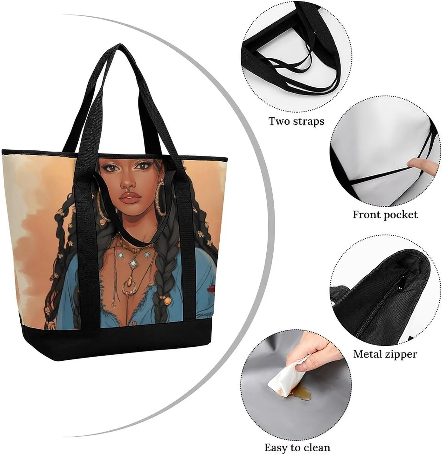 Fashionable Commuter Tote Bag Large Insulated Work Handbag