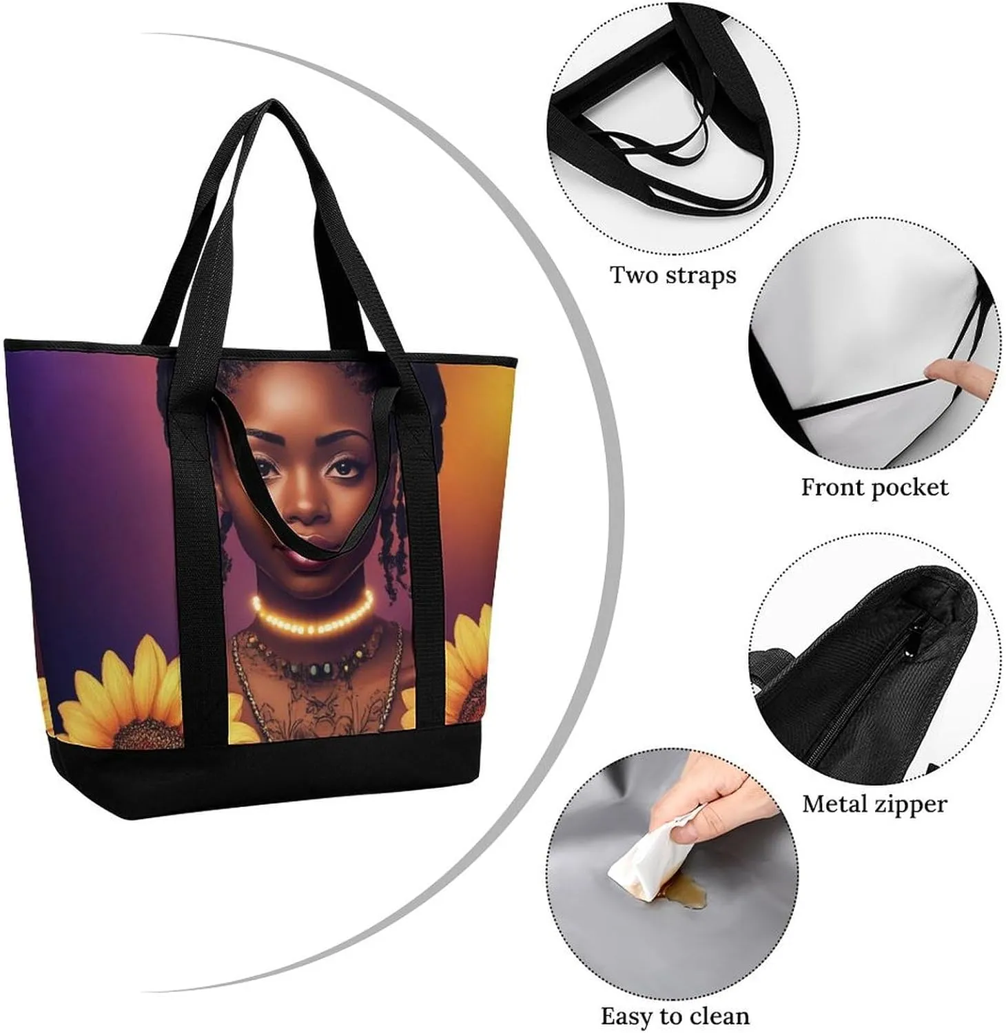 Fashionable Commuter Tote Bag Large Insulated Work Handbag