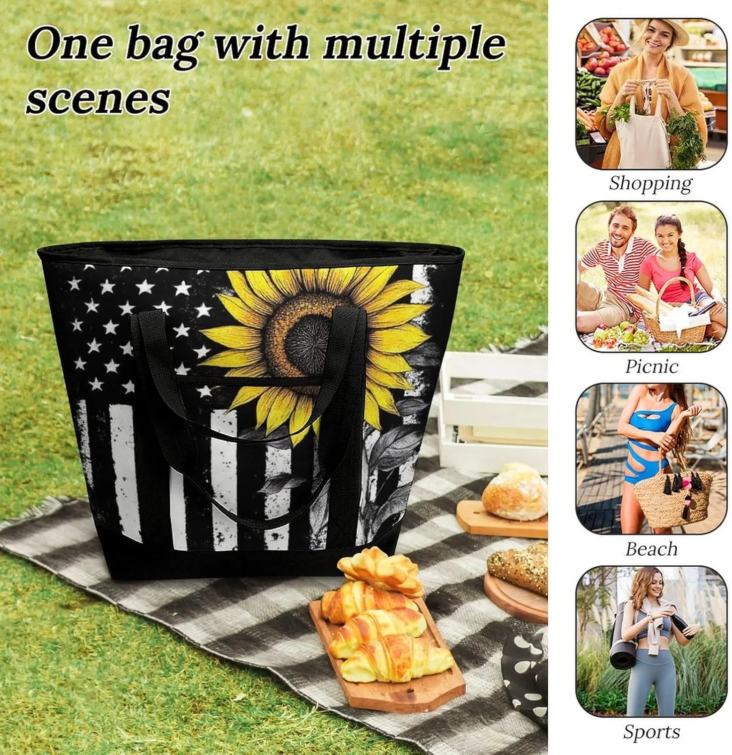 Fashionable Commuter Tote Bag Large Insulated Work Handbag