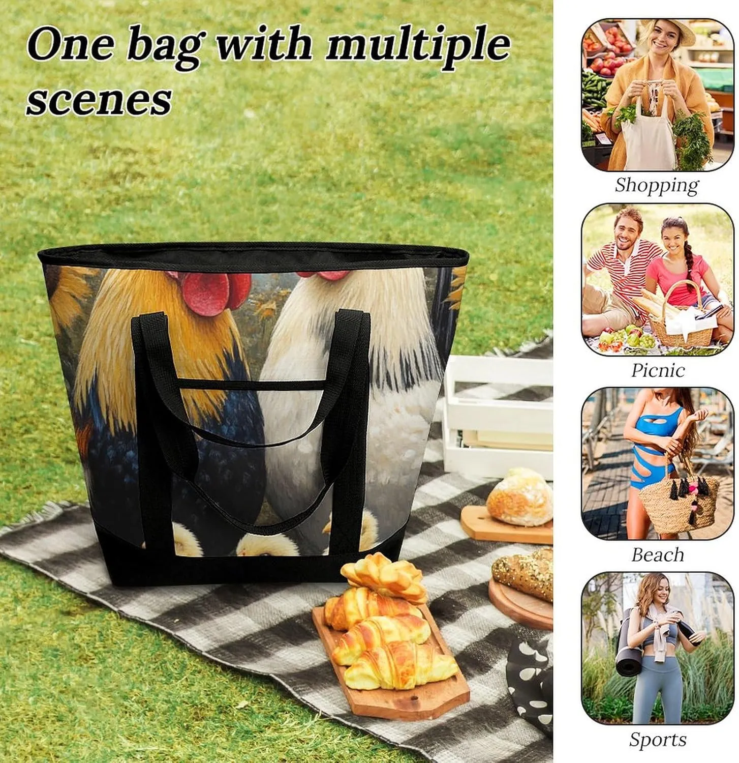 Fashionable Commuter Tote Bag Large Insulated Work Handbag