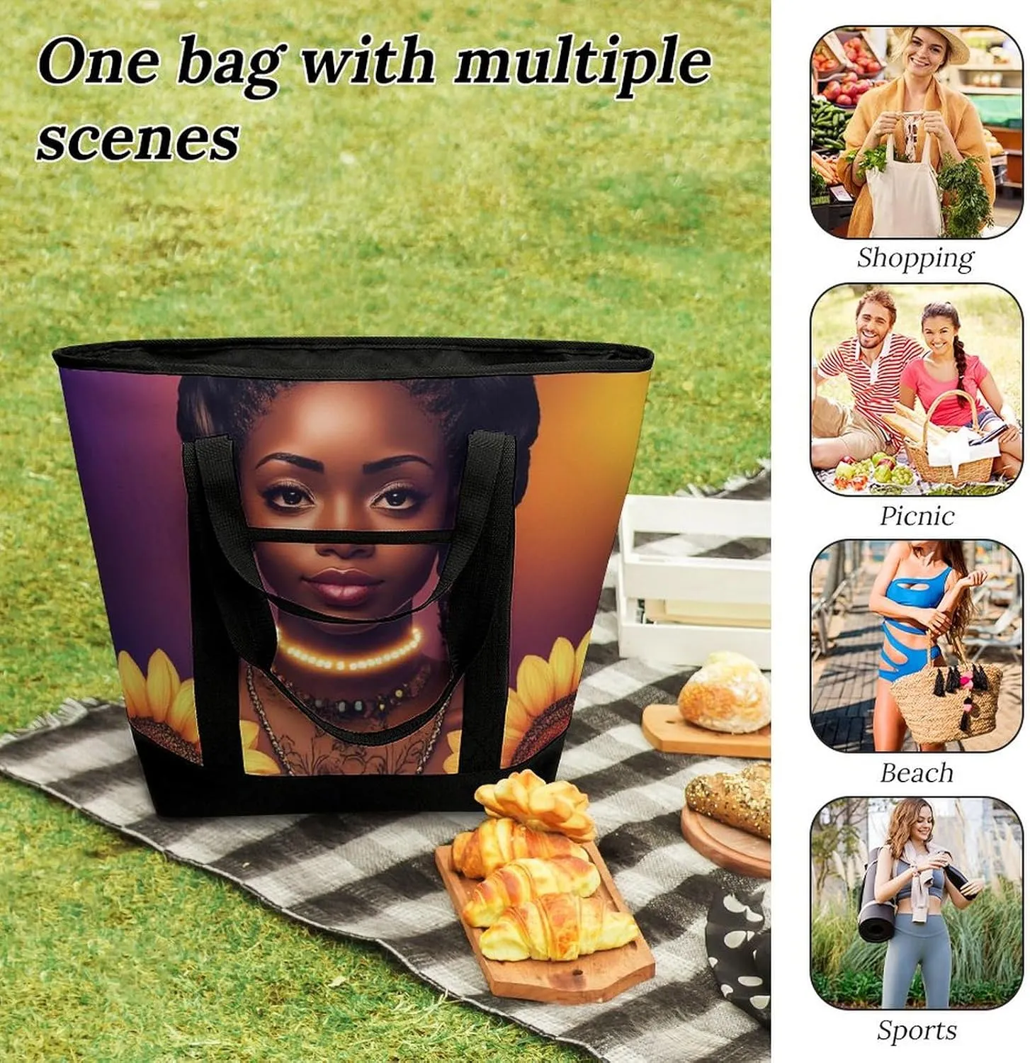 Fashionable Commuter Tote Bag Large Insulated Work Handbag