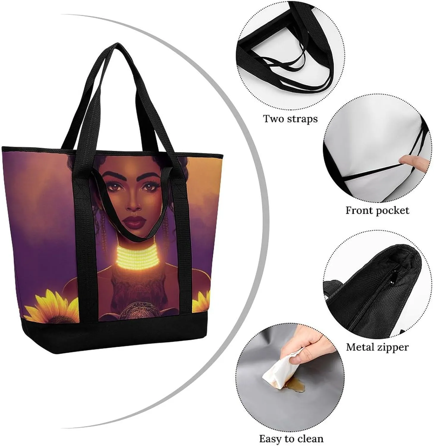 Fashionable Commuter Tote Bag Large Insulated Work Handbag