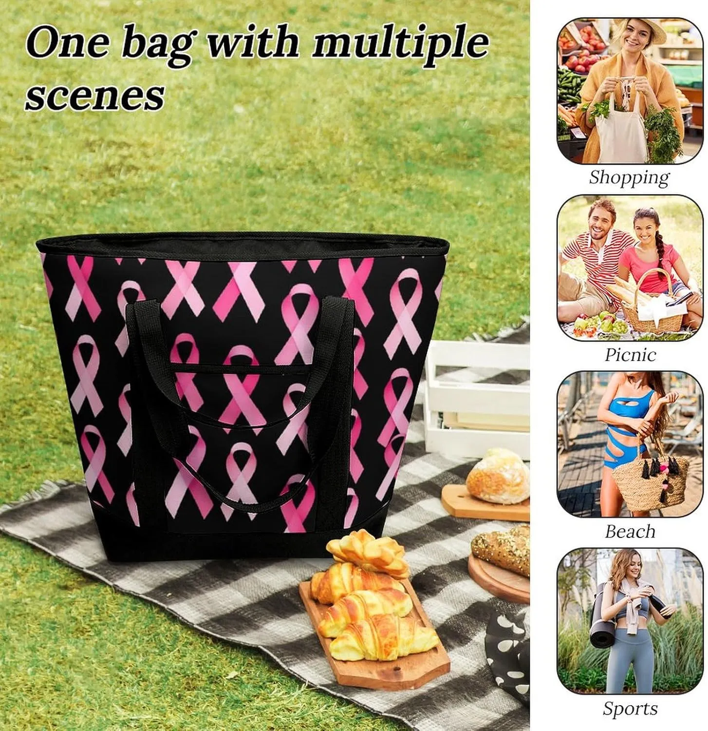Fashionable Commuter Tote Bag Large Insulated Work Handbag