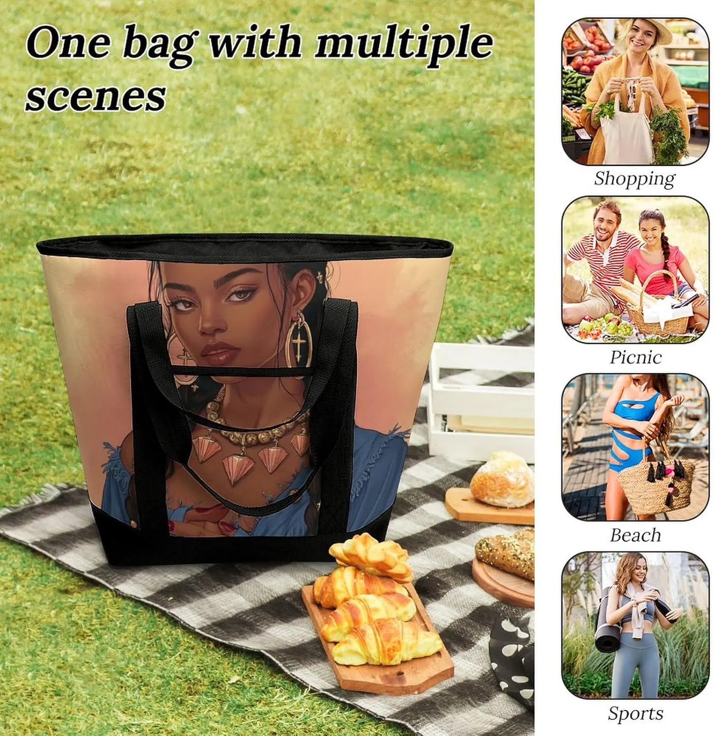 Fashionable Commuter Tote Bag Large Insulated Work Handbag