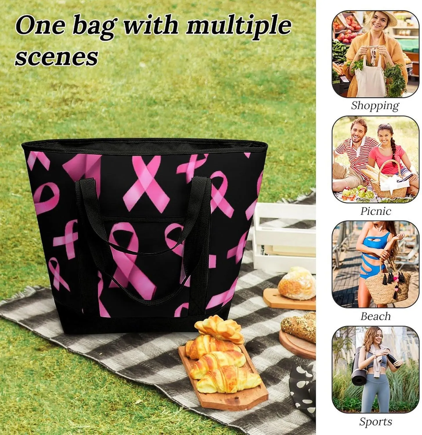 Fashionable Commuter Tote Bag Large Insulated Work Handbag