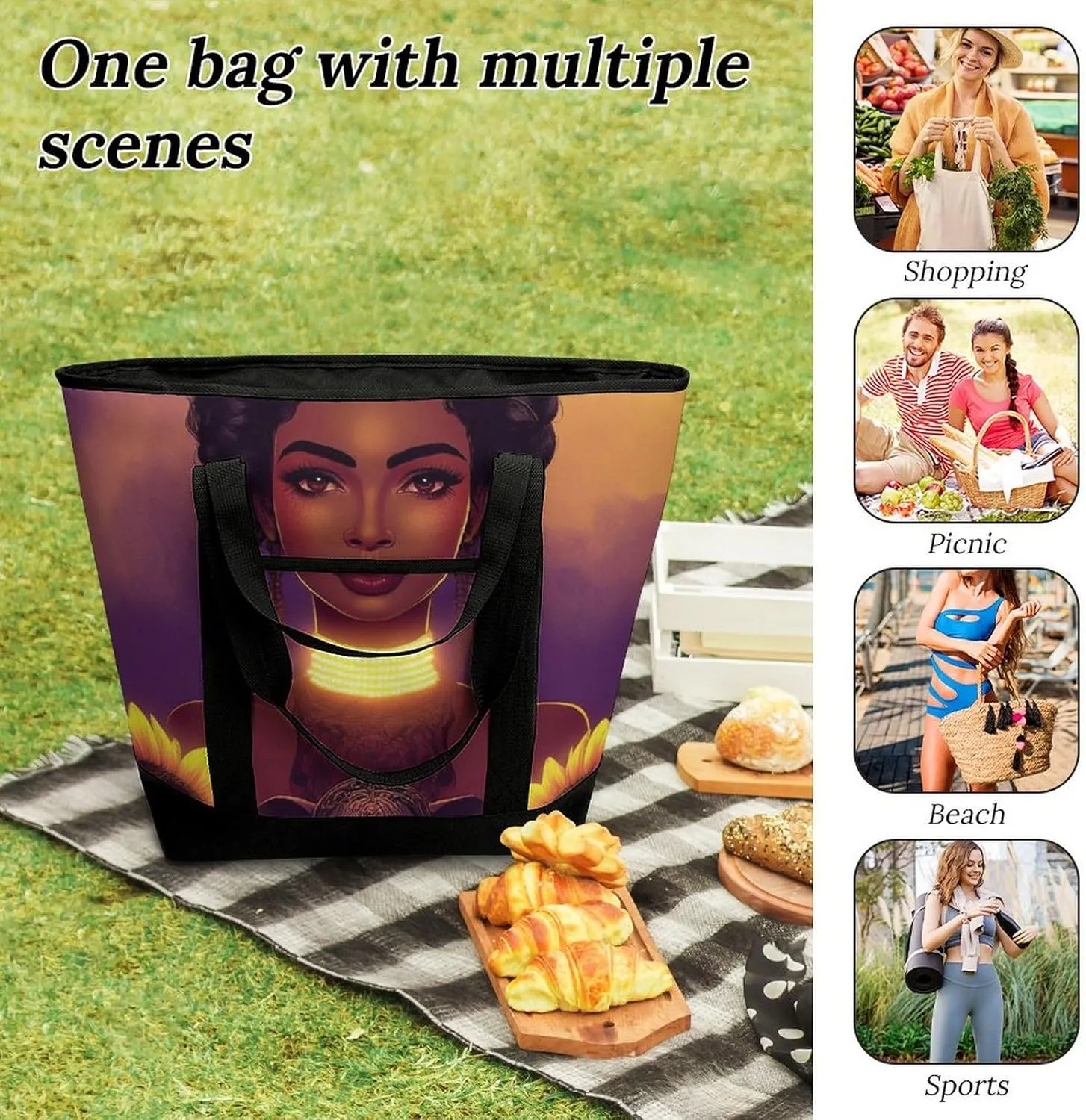 Fashionable Commuter Tote Bag Large Insulated Work Handbag