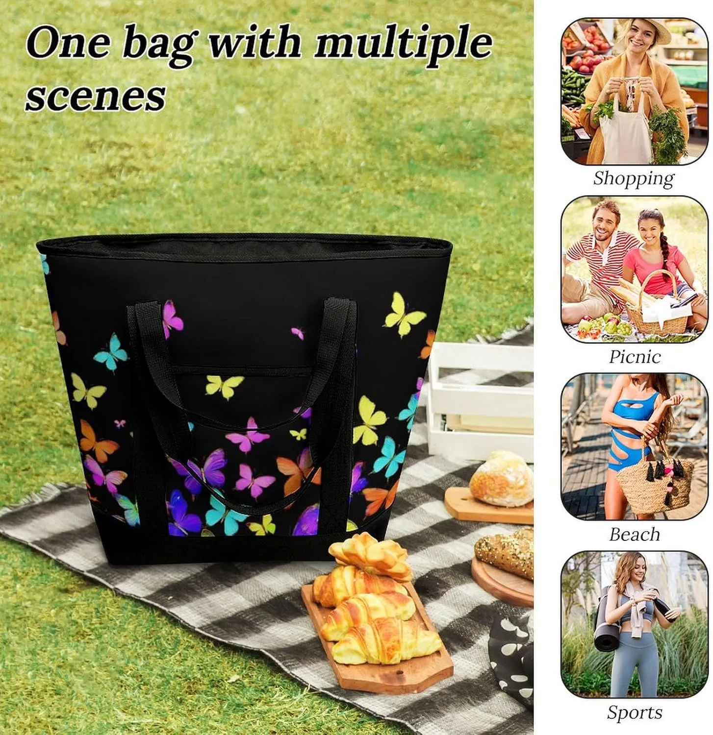 Fashionable Commuter Tote Bag Large Insulated Work Handbag