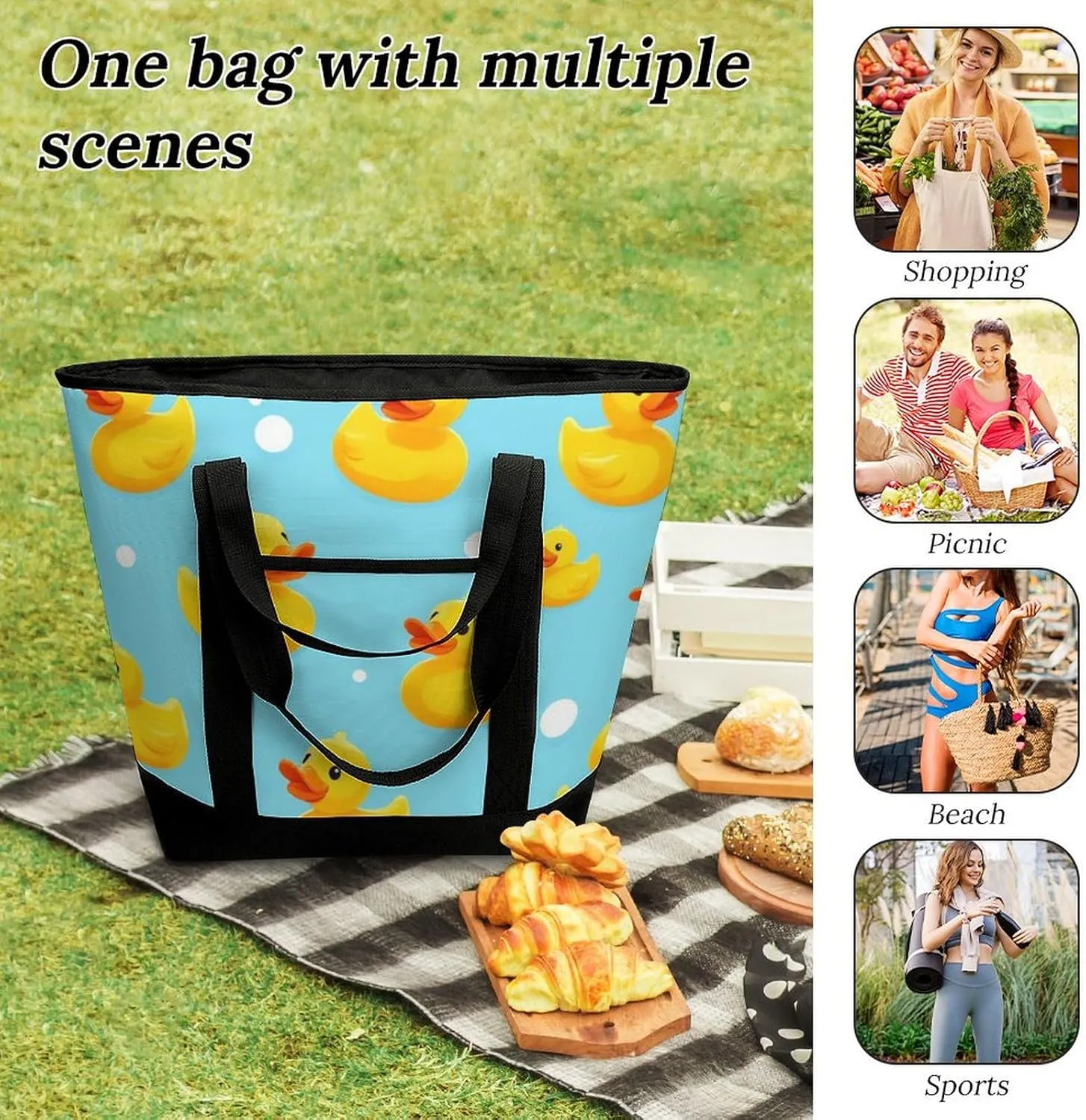 Fashionable Commuter Tote Bag Large Insulated Work Handbag