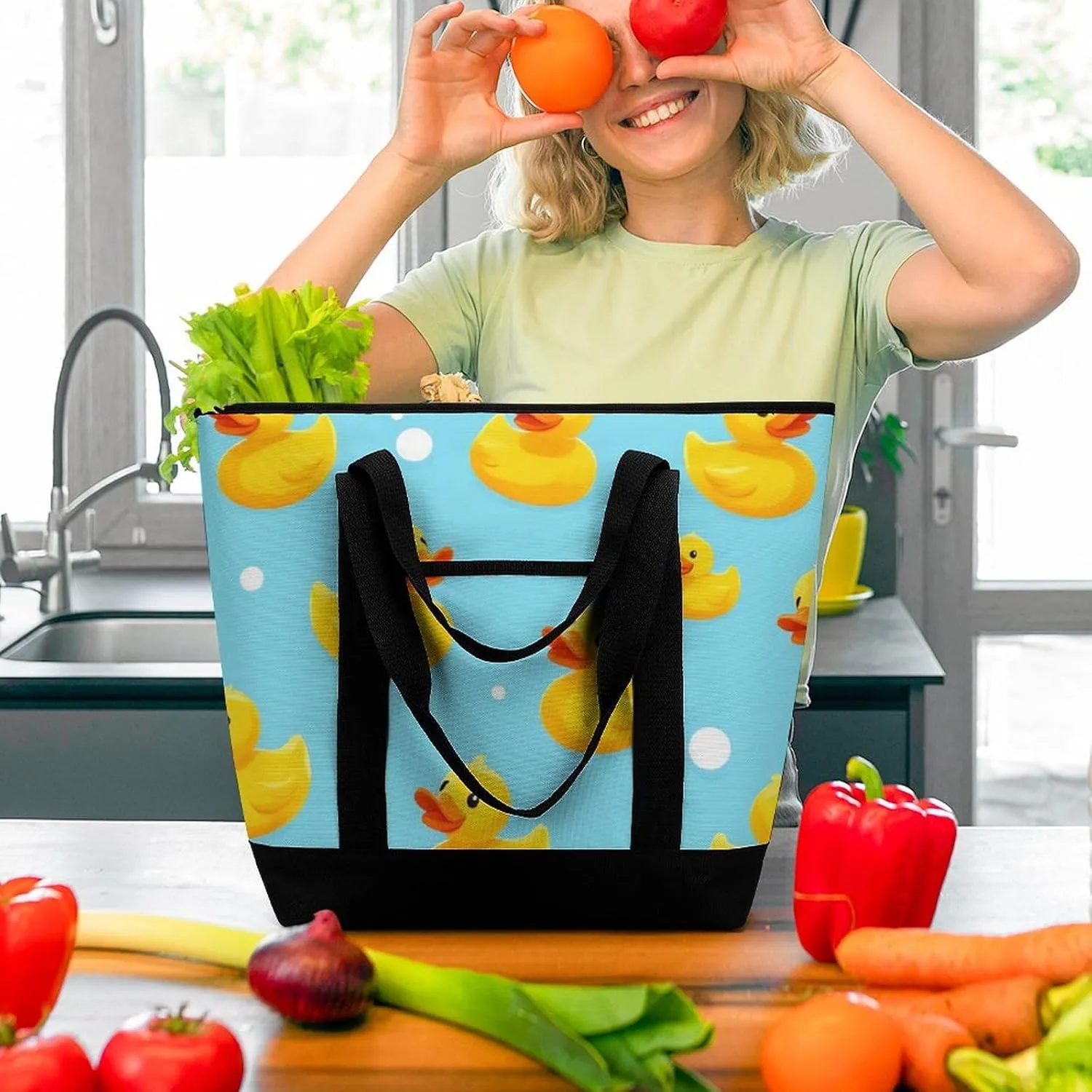 Fashionable Commuter Tote Bag Large Insulated Work Handbag