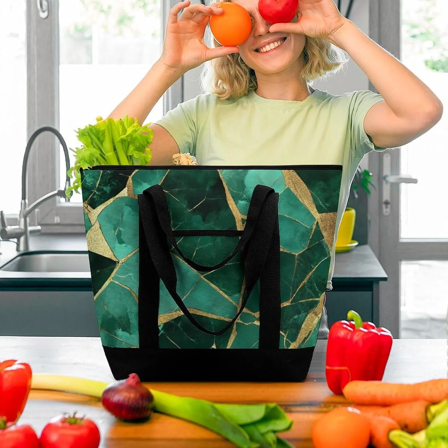 Fashionable Commuter Tote Bag Large Insulated Work Handbag