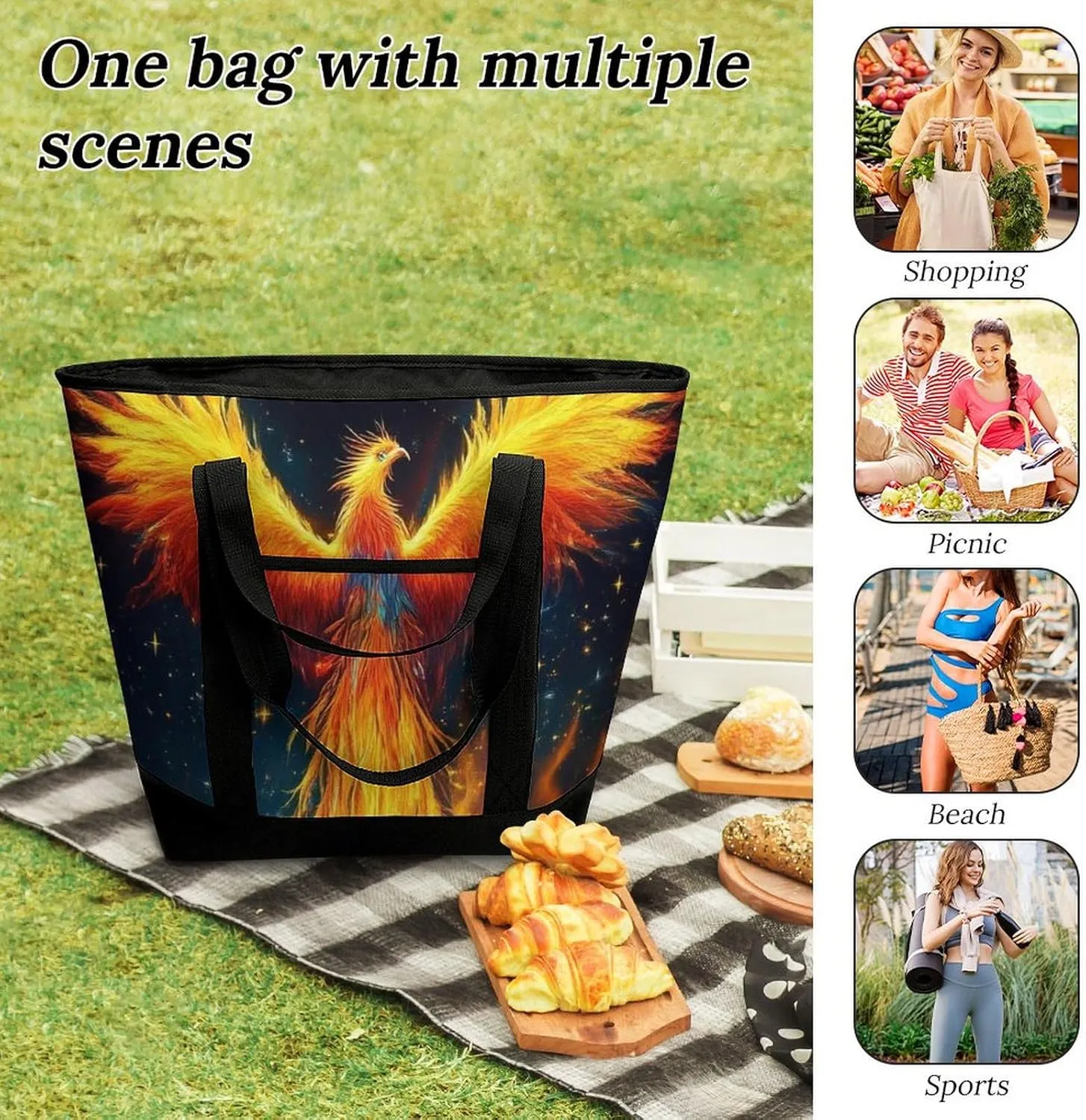Fashionable Commuter Tote Bag Large Insulated Work Handbag