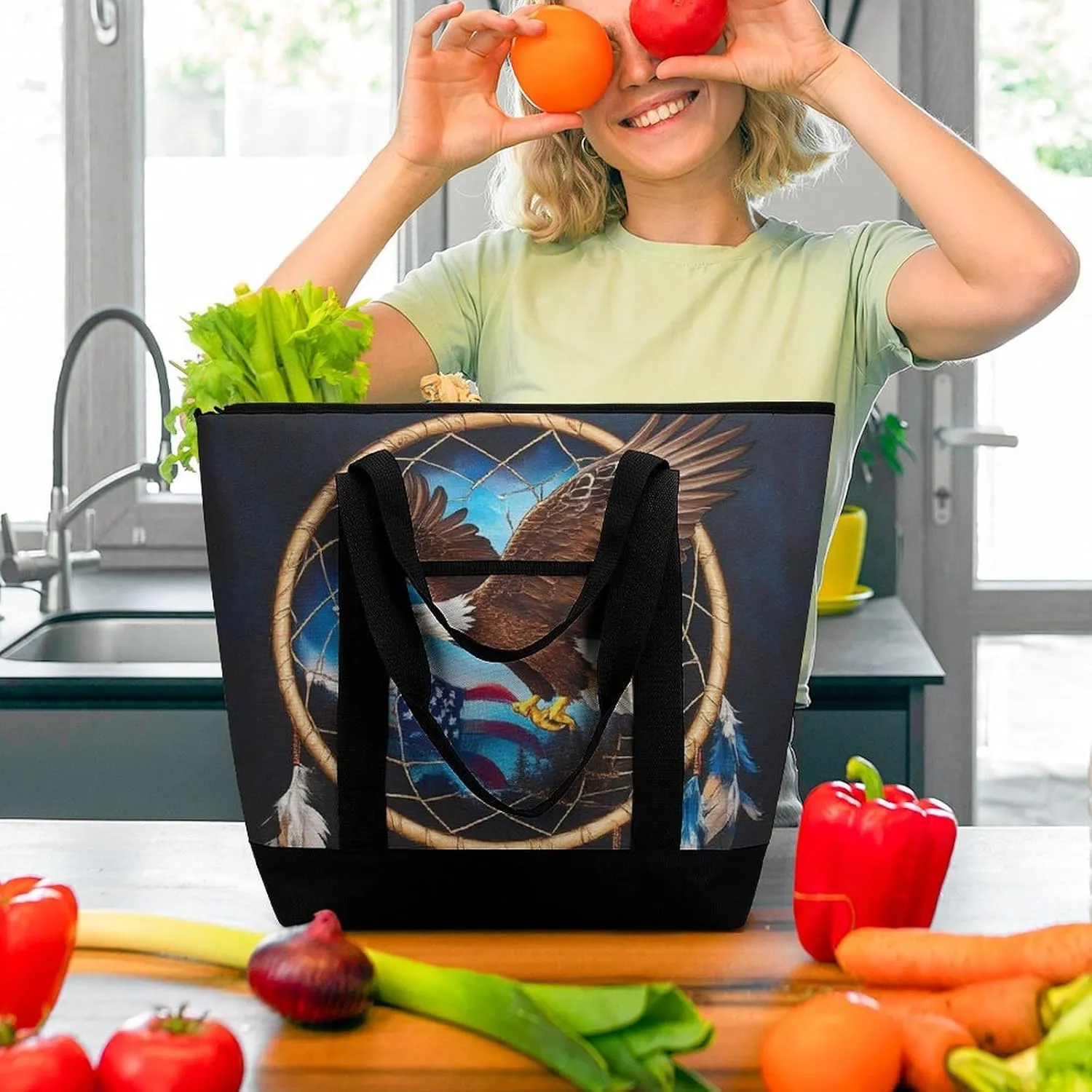 Fashionable Commuter Tote Bag Large Insulated Work Handbag