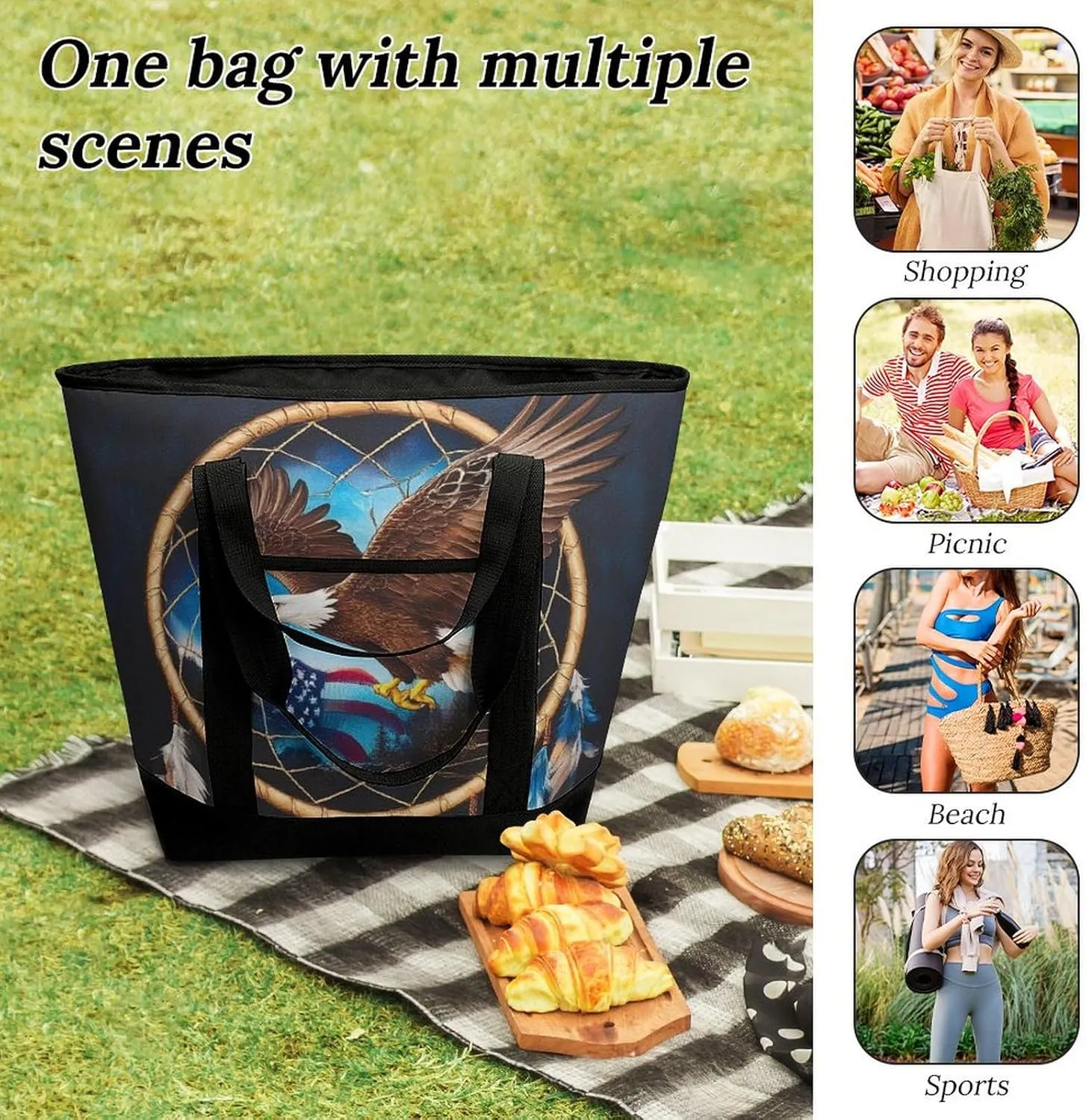 Fashionable Commuter Tote Bag Large Insulated Work Handbag