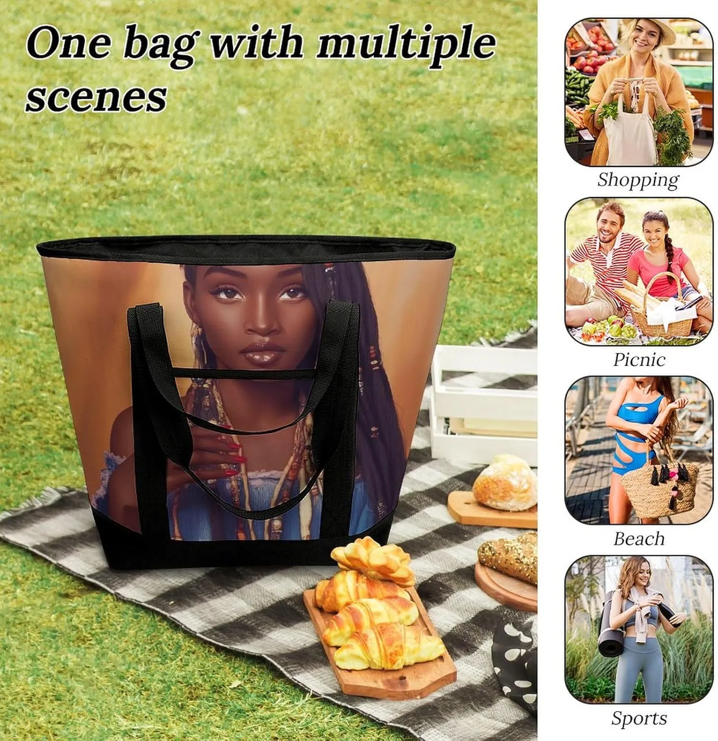 Fashionable Commuter Tote Bag Large Insulated Work Handbag