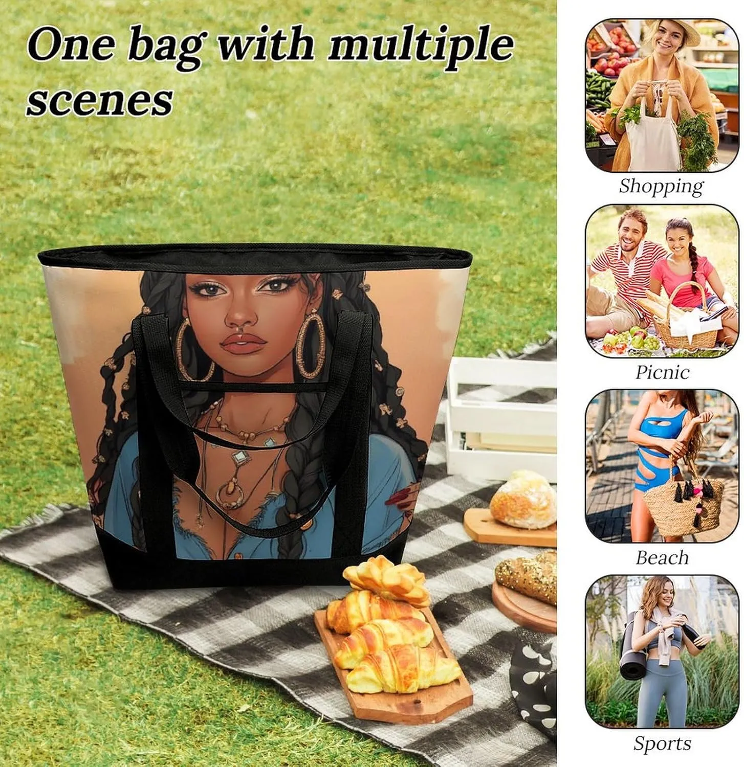 Fashionable Commuter Tote Bag Large Insulated Work Handbag