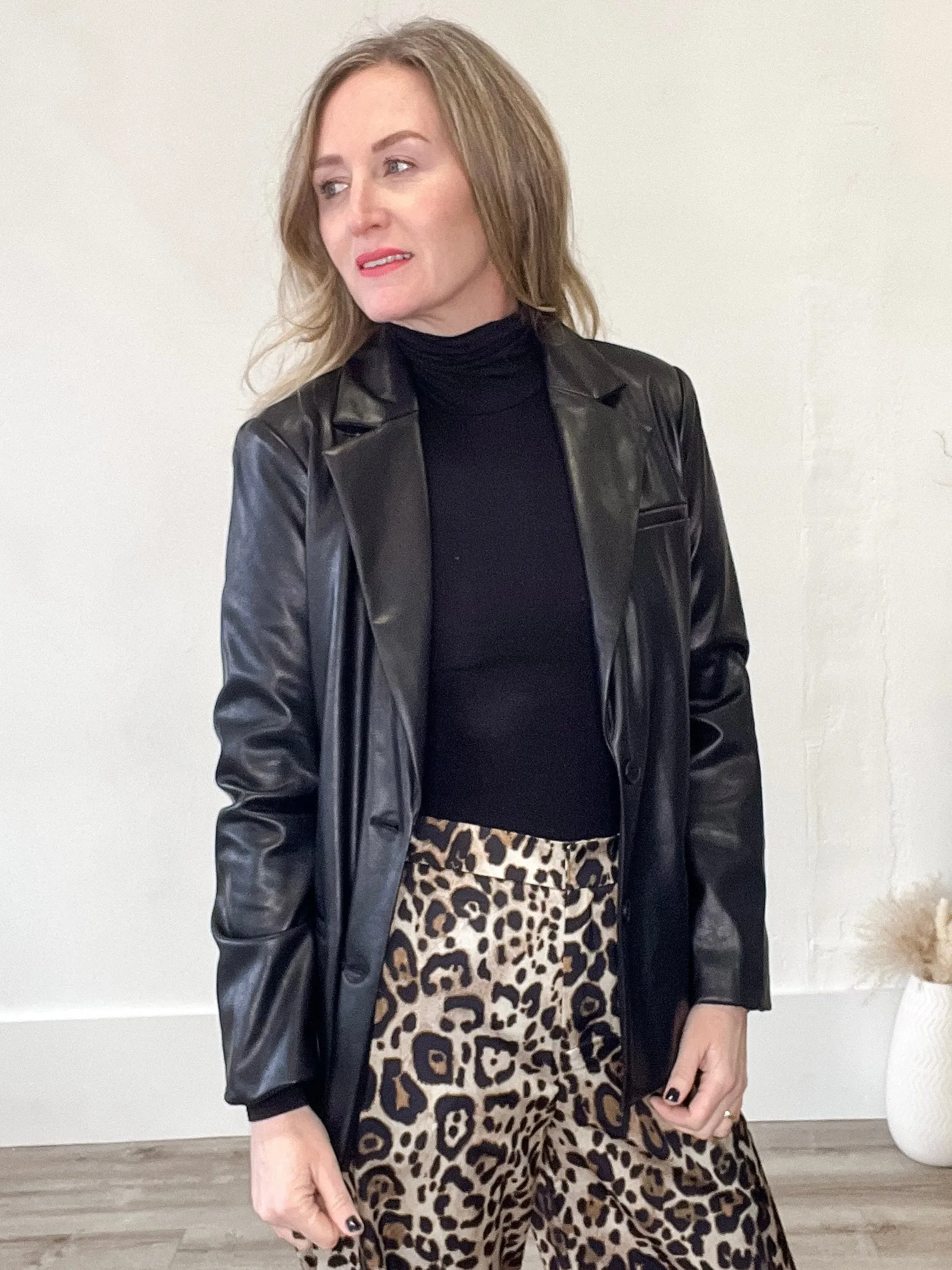 Faux Leather Blazer