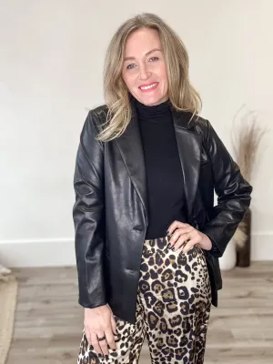 Faux Leather Blazer