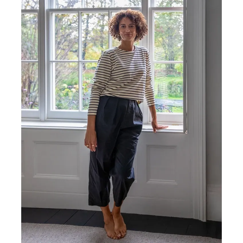 Fleur Stripe T-Shirt Black & Cream