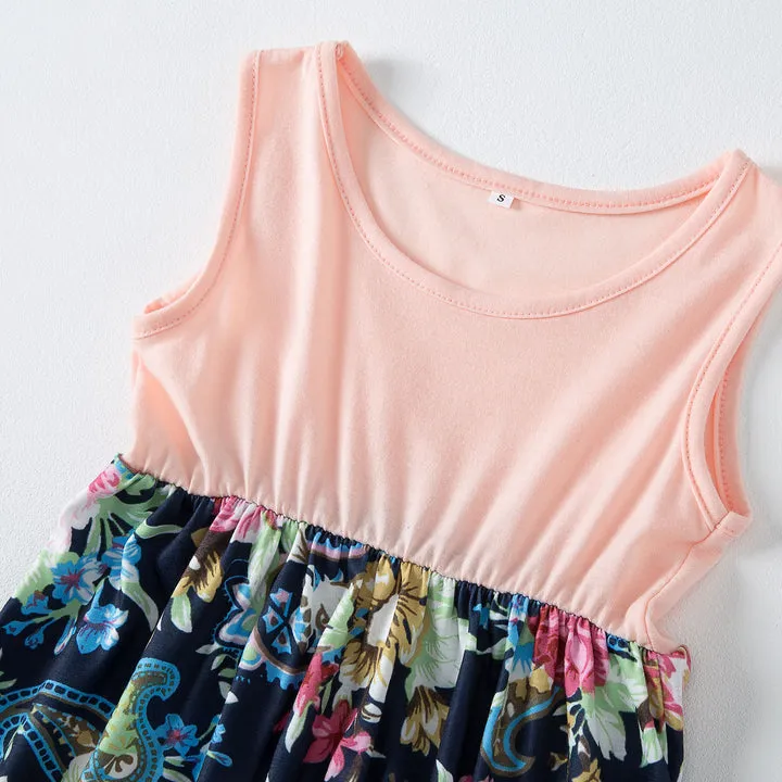 Floral Print Sleeveless Dress  for Mom and Daughter