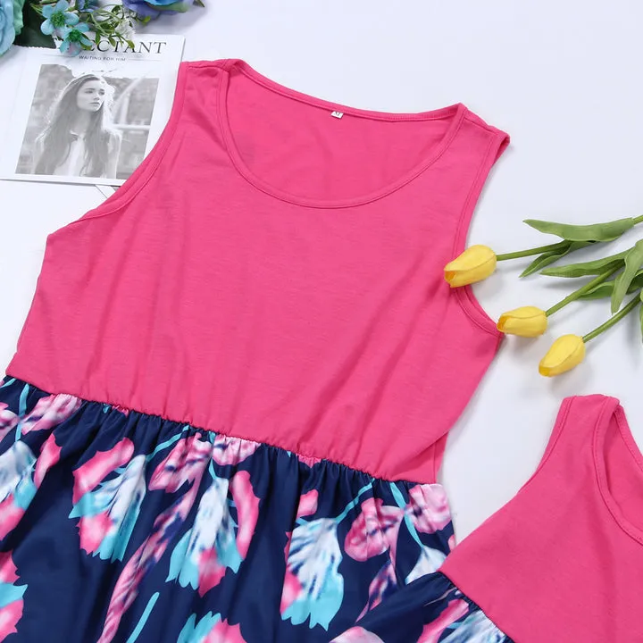 Floral Print Sleeveless Dress  for Mom and Daughter