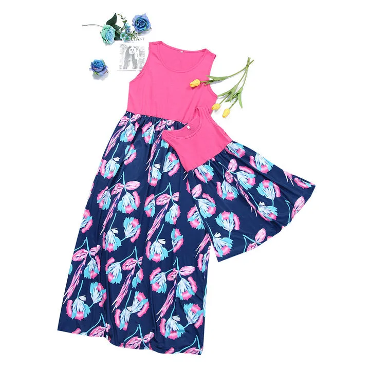 Floral Print Sleeveless Dress  for Mom and Daughter