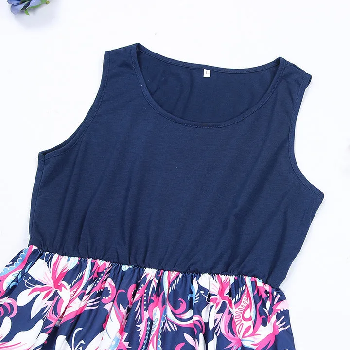 Floral Print Sleeveless Dress  for Mom and Daughter