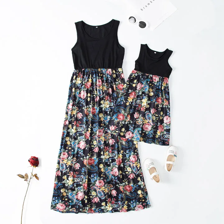 Floral Print Sleeveless Dress  for Mom and Daughter
