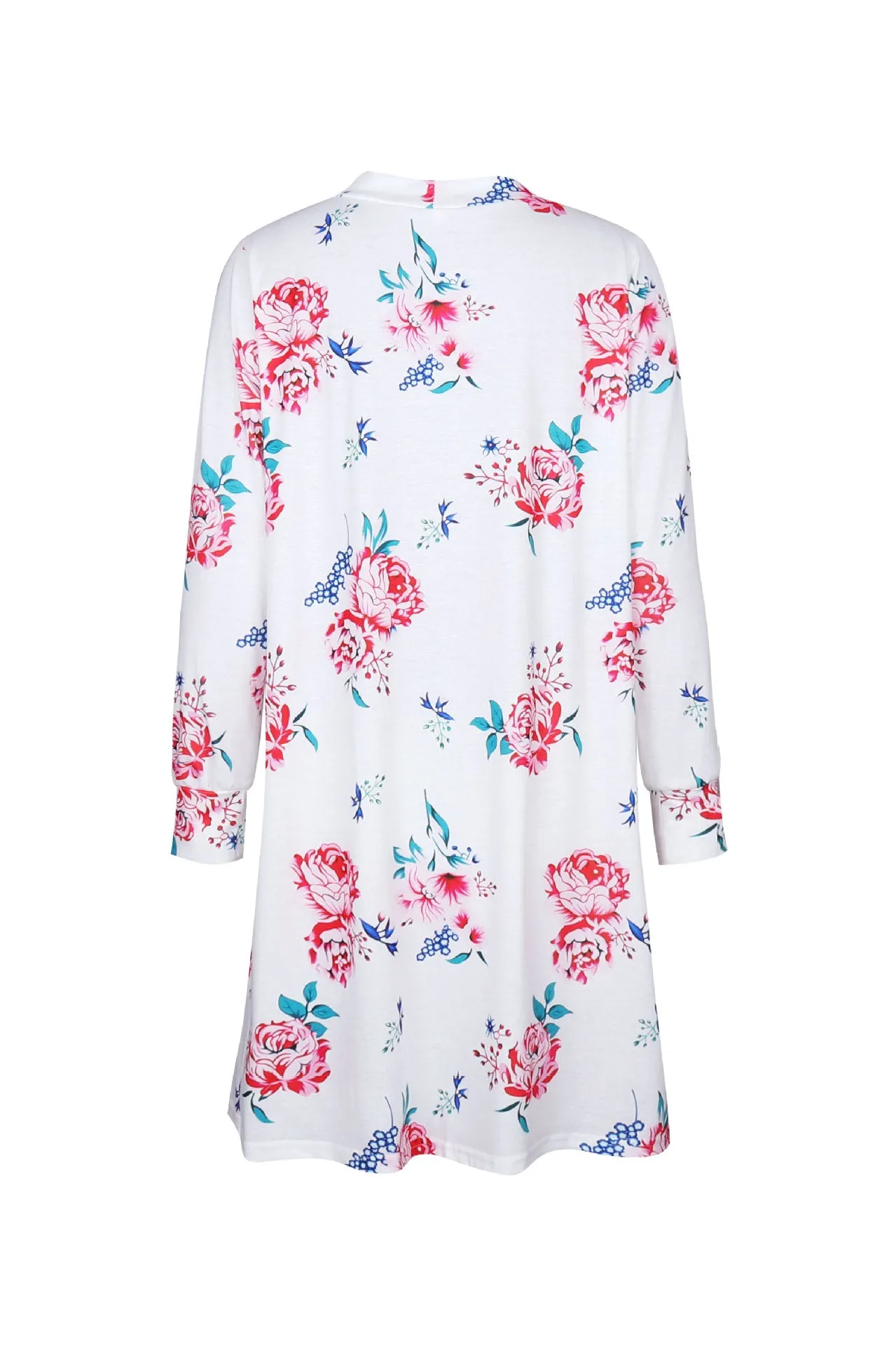 Flower Print Cardigan Slim Long Coat