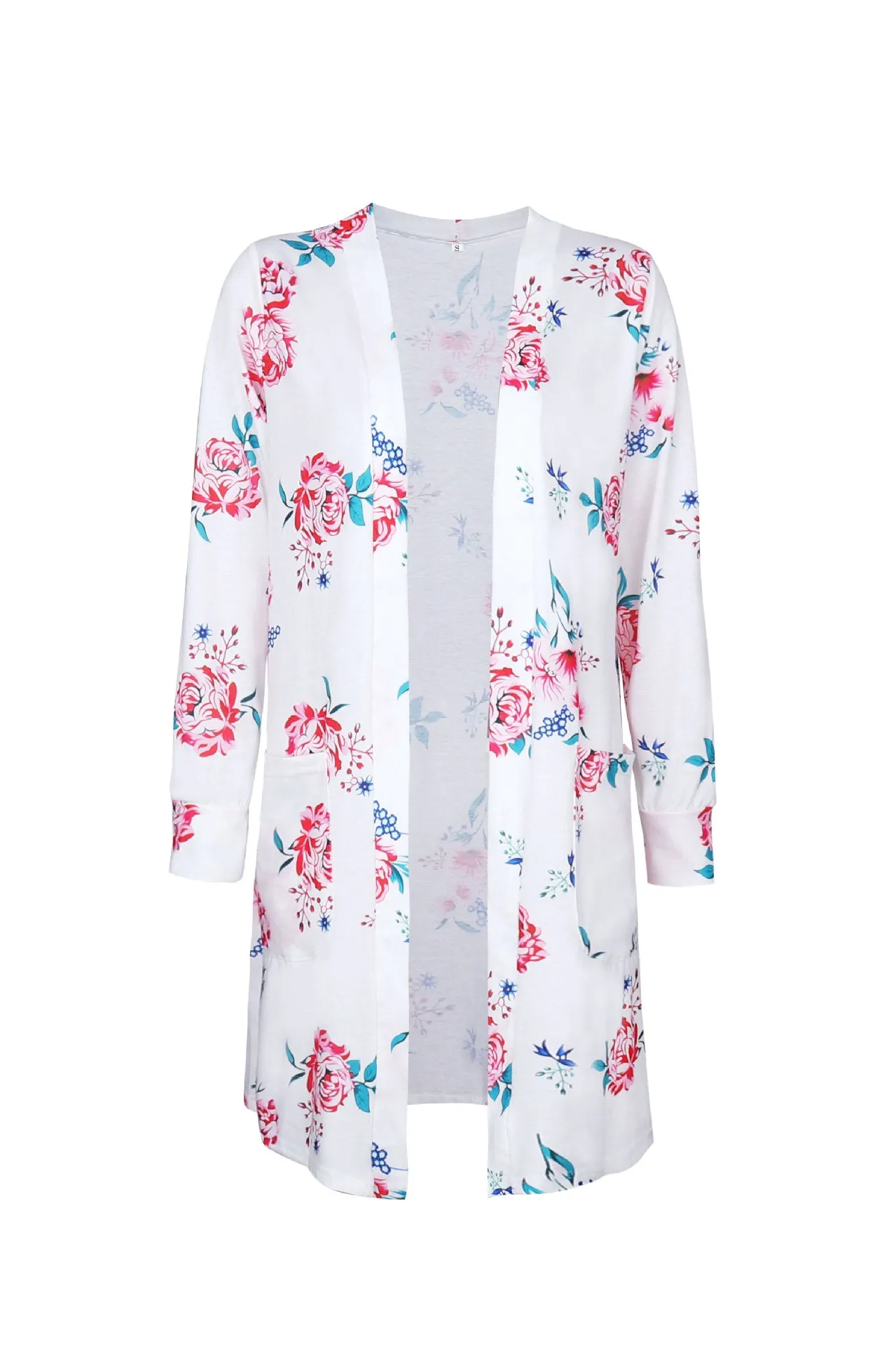 Flower Print Cardigan Slim Long Coat