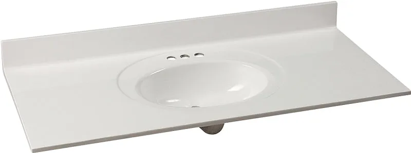 Foremost WS-2249 Vanity Top, 49 in OAL, 22 in OAW, Marble, Solid White, Oval Bowl, Countertop Edge :EA: QUANTITY: 1